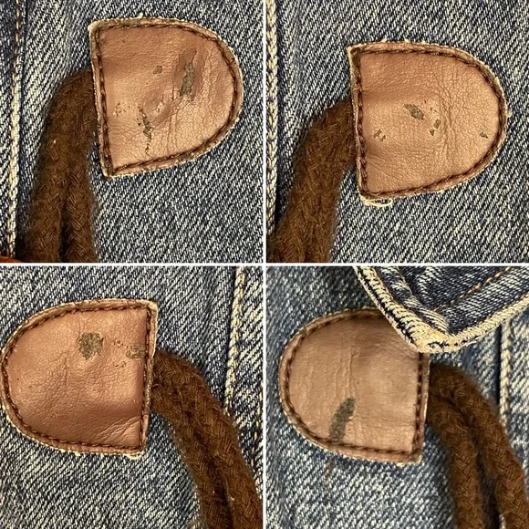 Vintage Liz Claiborne Toggle Heavy Plaid Lined 100% Cotton Jean Jacket Coat Sz M - Picture 15 of 16